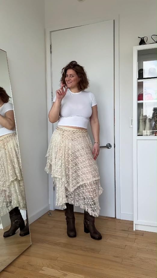 Amazon.com: Vimyig Women's Sexy Asymmetrical Lace Long Skirts